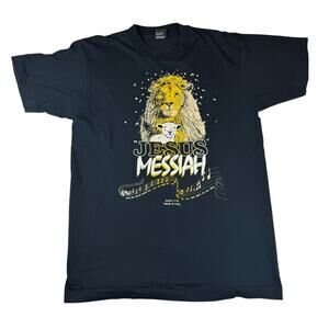 Vintage 1988 Jesus Messiah Lion Lamb Graphic Tee Size L